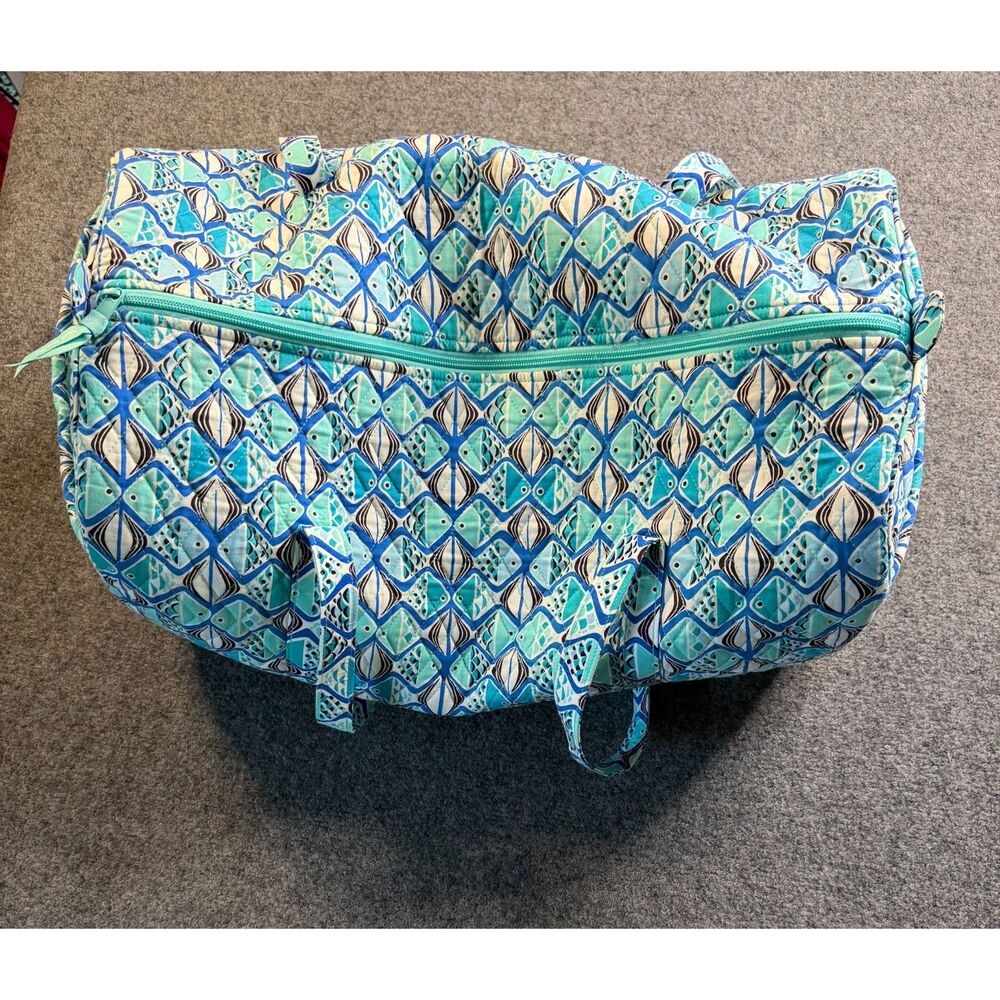 Go Fish Blue Large RETIRED Vera Bradley Tote Bag. Pockets.